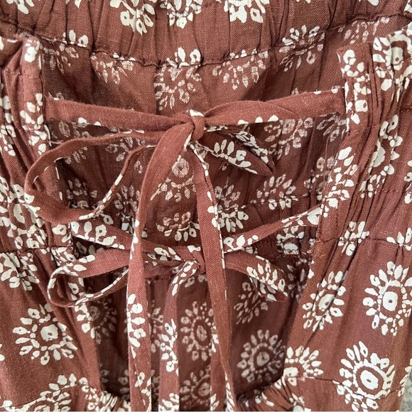 NWT Urban Outfitters Ecote Lovas
Linen Brown Patterned Strappy
Back Jumpsuit - Picture 11 of 15